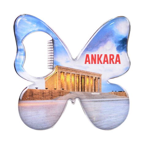 Ankara Themed Butterfly Shaped Metal Magnetic Bottle Opener 70x70 mm