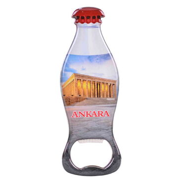 Ankara Themed Coke Bottle Shaped Metal Magnetic Bottle Opener 120x41 mm - Thumbnail