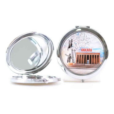 Myros - Ankara Themed Customised Metal Epoxy Travel Make Up Compact Mirror 70x11 mm