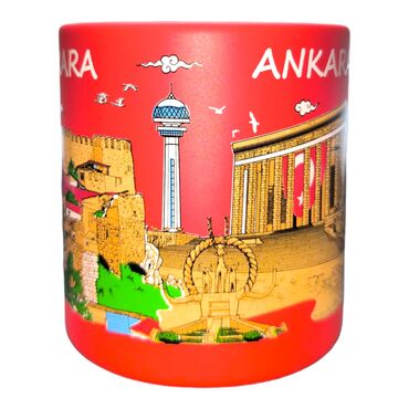 Ankara Themed Customised Serigraphy Printed Ceramic Mug 82x90 mm - Thumbnail