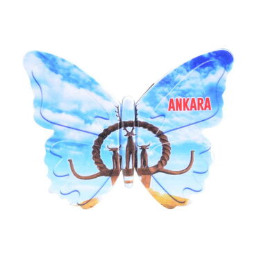 Myros - Ankara Themed Customised UV Printed Plastic Base Butterfly Shaped Fridge Magnet 80x58 mm