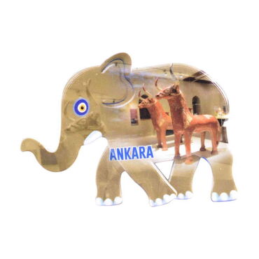 Myros - Ankara Themed Customised UV Printed Plastic Base Elephant Shaped Fridge Magnet 86x62 mm