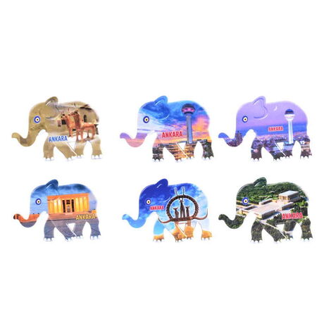 Ankara Themed Customised UV Printed Plastic Base Elephant Shaped Fridge Magnet 86x62 mm - 2