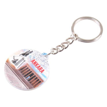 Ankara Themed Customised UV Printed Plastic Base Square Keyring 38x100 mm - Thumbnail