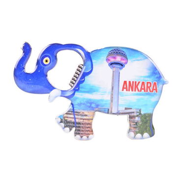 Ankara Themed Elephant Shaped Metal Magnetic Bottle Opener 98x61 mm - Thumbnail