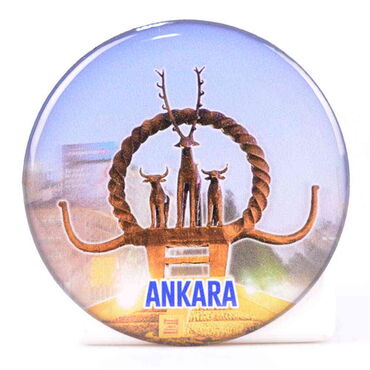 Ankara Themed Epoxy Dome Round Souvenir Fridge Magnet 67 mm - Thumbnail