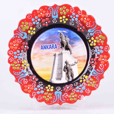 Ankara Themed Turkish Ceramic Plate With Epoxy 18 Cm - Thumbnail