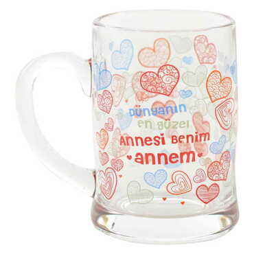 Anneye Özel Cam Büyük Bardak - Thumbnail