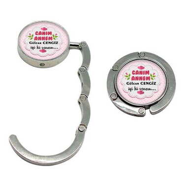 Mom Themed Metal Folding Purse Hook For Table 45 mm