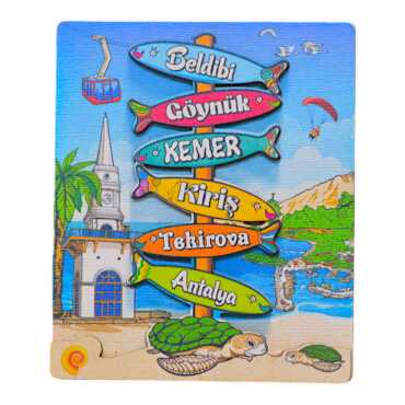 Antalya Region Themed Wooden Customised 2D Souvenir Fridge Magnet - 2