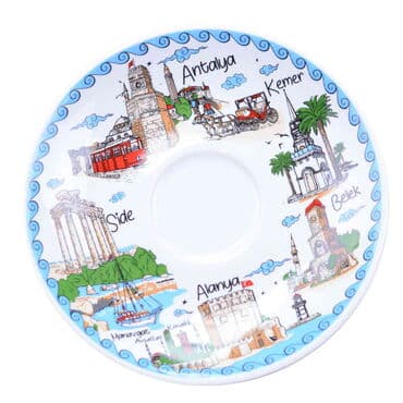 Antalya Region Themed Turkish Ceramic Custom Printed Turkish Coffee Cup Set of 2 pcs - 4