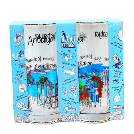 Antalya Bölgesi Temalı İkili Rakı Bardağı Seti - 1