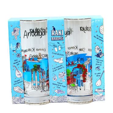 Antalya Bölgesi Temalı İkili Rakı Bardağı Seti