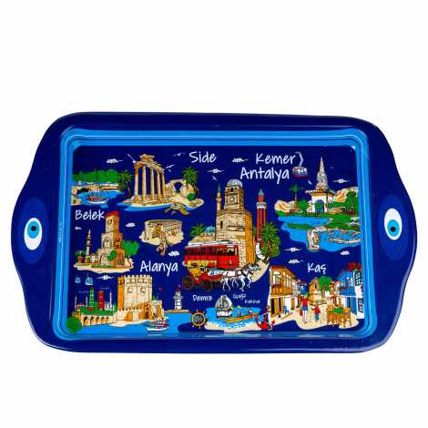 Antalya Bölgesi Temalı Mini Metal Tepsi (25*16 Cm) Çift Yön Baskılı - 1