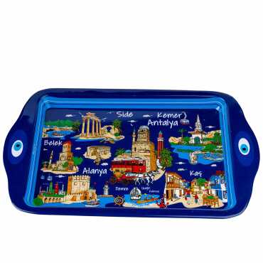 Antalya Bölgesi Temalı Mini Metal Tepsi (25*16 Cm) Çift Yön Baskılı - 2