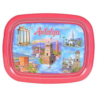Toptan Antalya Bölgesi Temalı Myros Metal Resimli Tepsi 305x235 mm - 7