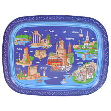 Toptan Antalya Bölgesi Temalı Myros Metal Resimli Tepsi 305x235 mm - 8