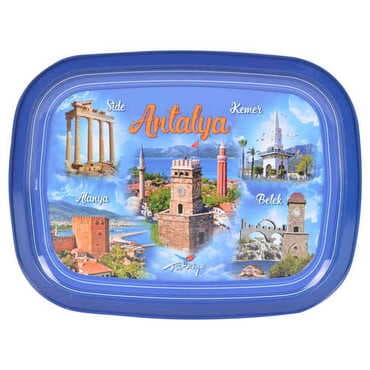Toptan Antalya Bölgesi Temalı Myros Metal Resimli Tepsi 305x235 mm - 9