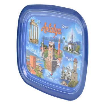 Toptan Antalya Bölgesi Temalı Myros Metal Resimli Tepsi 305x235 mm - 2