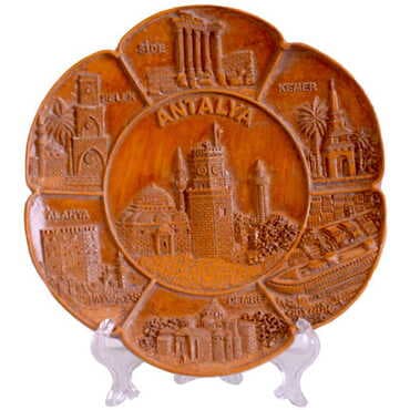 Antalya Region Themed Polyester White Decorative Plate 15 Cm