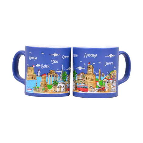 Toptan Antalya Bölgesi Temalı Seramik Renkli Baskılı Kupa 82x90 mm - 1