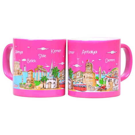 Toptan Antalya Bölgesi Temalı Seramik Renkli Baskılı Kupa 82x90 mm - 3