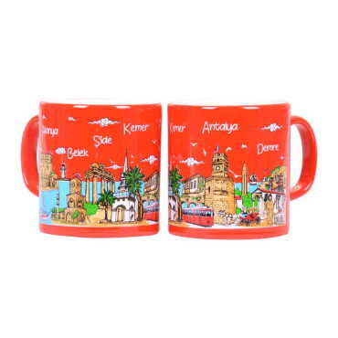 Toptan Antalya Bölgesi Temalı Seramik Renkli Baskılı Kupa 82x90 mm - 5