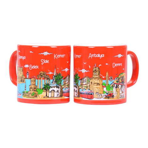 Toptan Antalya Bölgesi Temalı Seramik Renkli Baskılı Kupa 82x90 mm - 5