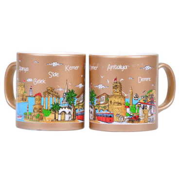 Toptan Antalya Bölgesi Temalı Seramik Renkli Baskılı Kupa 82x90 mm - 8