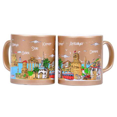 Toptan Antalya Bölgesi Temalı Seramik Renkli Baskılı Kupa 82x90 mm - 8
