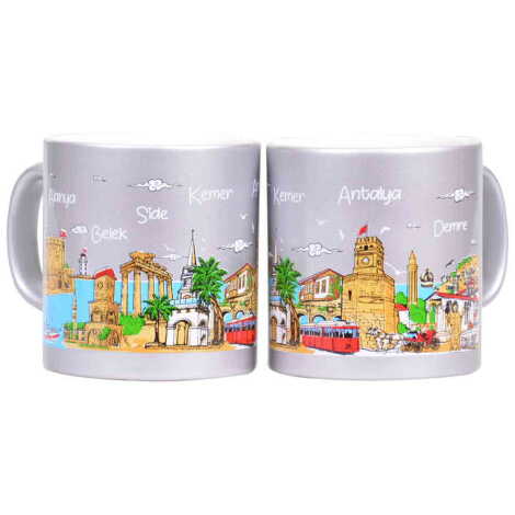 Toptan Antalya Bölgesi Temalı Seramik Renkli Baskılı Kupa 82x90 mm - 9