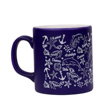 Wholesale Antalya Themed Ceramic Colorful Printed Mug Model E 82x90 mm
