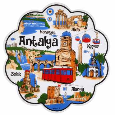 Antalya Bölgesi Temalı Seramik Yöresel Serigrafi Papatya Nihale 182 mm - Myros
