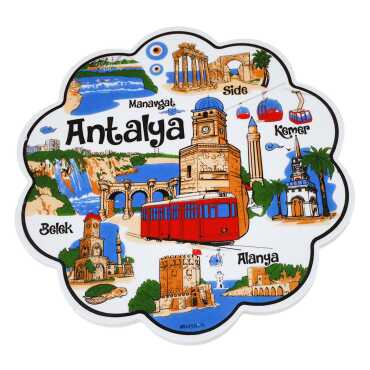 Antalya Bölgesi Temalı Seramik Yöresel Serigrafi Papatya Nihale 182 mm - 2