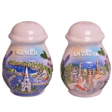 Antalya-Kemer Themed Ceramic Salt And Pepper Shaker