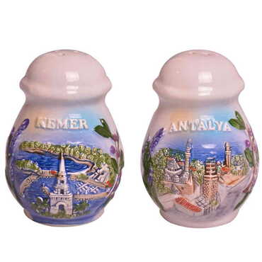 Myros - Antalya-Kemer Themed Ceramic Salt And Pepper Shaker