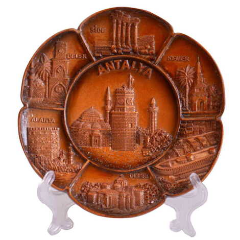 Antalya Region Themed Antalya Region Polyester Golden Color Decorative Plate 15 Cm - 1
