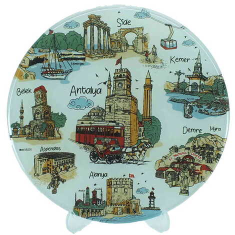 Antalya Region Themed Bespoke Printed Glass Plate 18 Cm