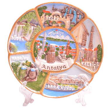 Myros - Antalya Region Themed Ceramic Decorative Plate 10 Cm