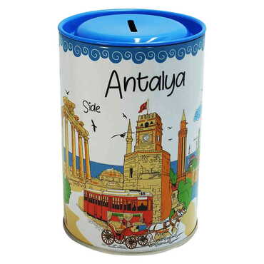 Myros - Antalya Region Themed Customised Kids Tin Round Coin Box 83x83x125 mm