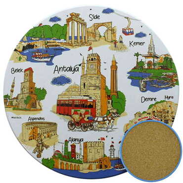 Antalya Region Themed Customised Metal Tin Coaster 90 mm - Thumbnail