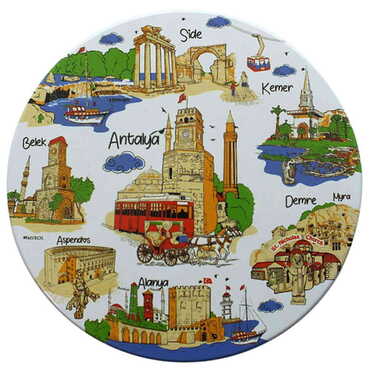 Antalya Region Themed Customised Metal Tin Coaster 90 mm - Thumbnail