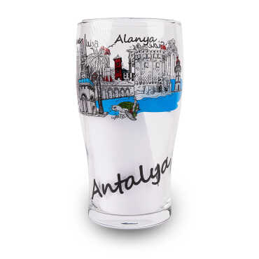Antalya Region Themed Glass Beer Mug - Myros