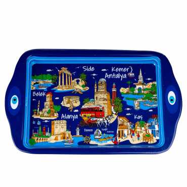 Antalya Region Themed Mini Metal Tray Double Sided Print 25x16 cm - Myros