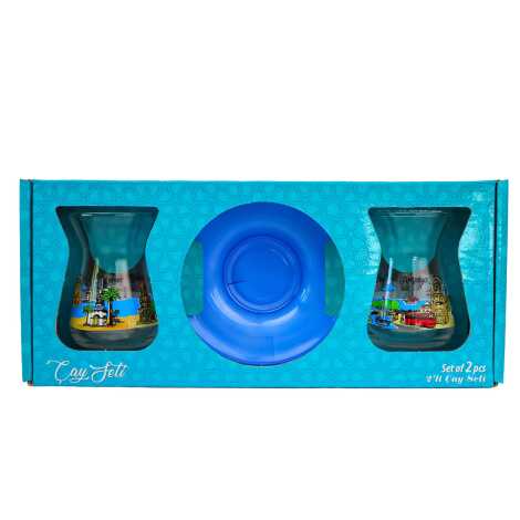 Antalya Region Themed Myros Luxury Colorful Two Piece Tea Set - 1
