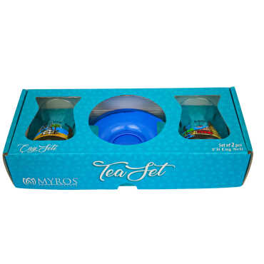 Antalya Region Themed Myros Luxury Colorful Two Piece Tea Set - 2