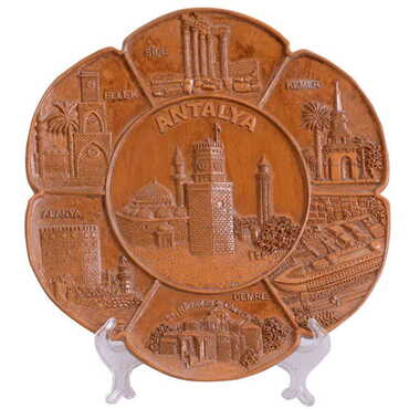 Myros - Antalya Region Themed Polyester White Decorative Plate 23 Cm