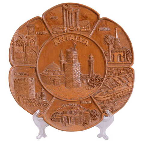 Antalya Region Themed Polyester White Decorative Plate 23 Cm