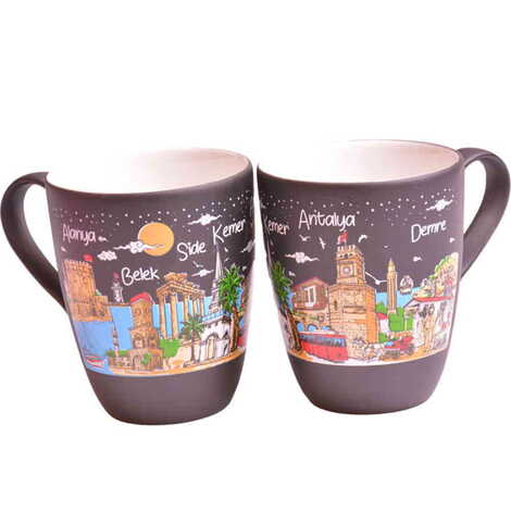 Antalya Region Themed Porcelain Custom Printed Conical Mug