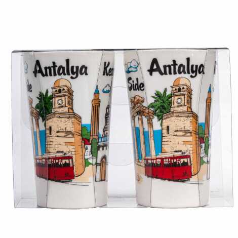 Antalya Region Themed Porcelain Screen Print Double Shot Glasses - 1